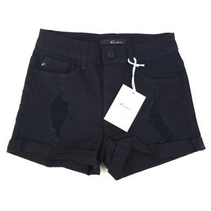 Womens Black Kancan Factory Distress Shorts